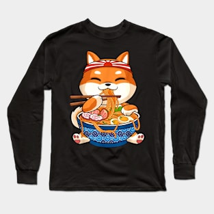 Japanese Ramen Kawaii Funny Dog Long Sleeve T-Shirt